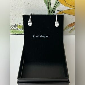 Oval Cubic Zirconia Dangle Earrings